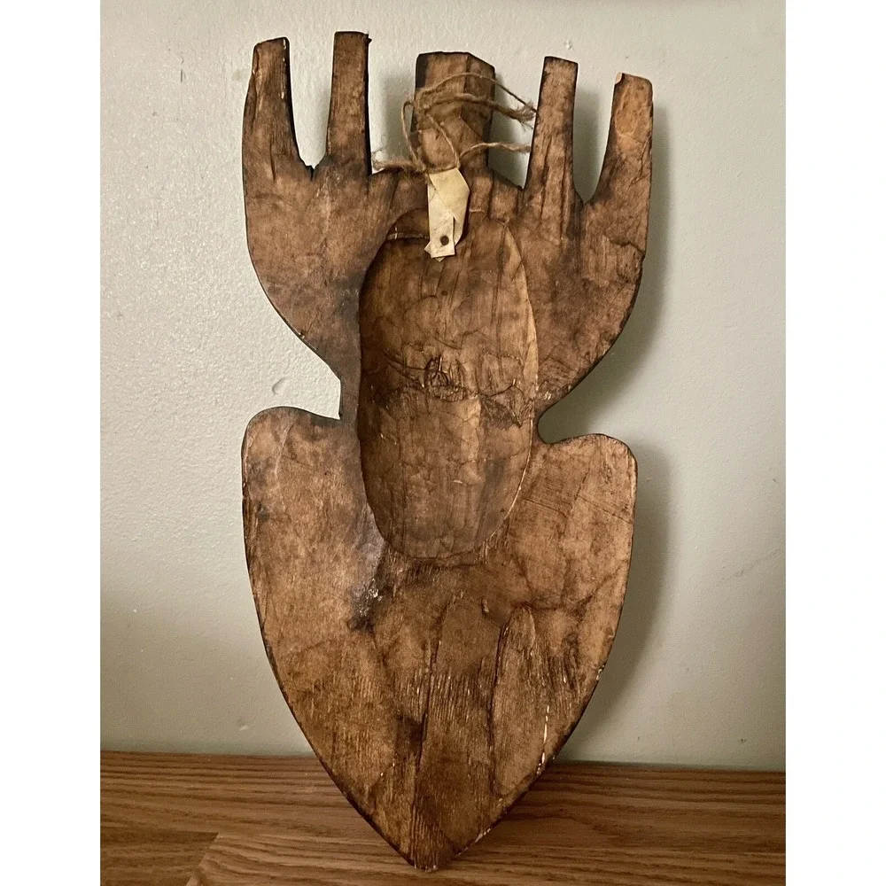 Vintage African Tribal Art Hand Carved Wood Face Mask Wall Decor